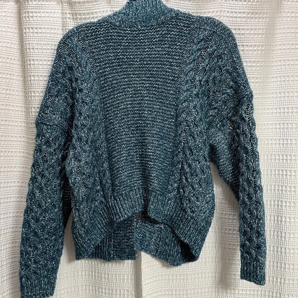 CAbi Astral Teal Cable Knit Women's‎ Cardigan #4095 SZ XS EUC cotton fall casual - Picture 5 of 6